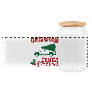 Griswold - Panoramic Cookie Jar with Wooden Lid - white - Front