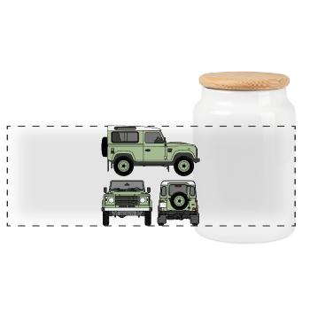Defender 90 - Seiten - Panorama Keksdose mit Holzdeckel - Weiß - Vorne