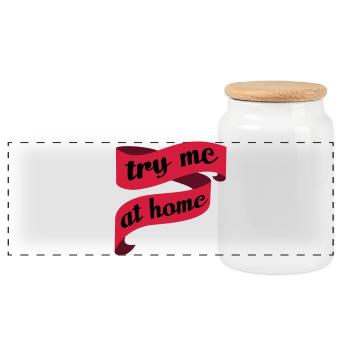 Single, Verlobung und Hochzeit - try me at home - Panorama Keksdose mit Holzdeckel - Weiß - Vorne