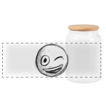 Emoji kiss heart love Emoji - Panoramic Cookie Jar with Wooden Lid - white - Front