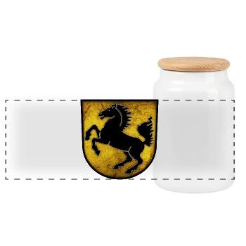 Stuttgart - Stuttgart Coat of Arms - Panoramic Cookie Jar with Wooden Lid - white - Front