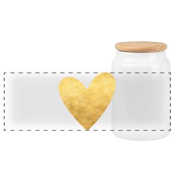 Herz gold Symbol Liebe Geschenkidee - Panorama Keksdose mit Holzdeckel - Weiß - Vorne