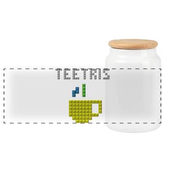 Gaming Teetris Pixel Retro Vintage Game Funny - Panoramic Cookie Jar with Wooden Lid - white - Front