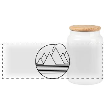Minimalist desert landscape - Panoramic Cookie Jar with Wooden Lid - white - Front