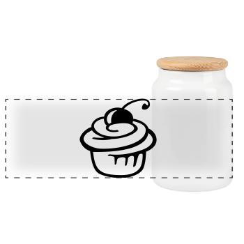 Cupcake Kirsche – Süßer Kuchen & Partyspaß - Panorama Keksdose mit Holzdeckel - Weiß - Vorne