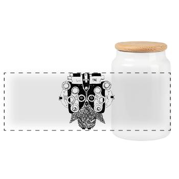 Phoropter Hibou au test visuel - Boîte à biscuits avec couvercle en bois - blanc - Devant