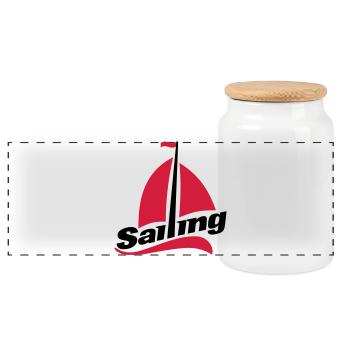 sail - Panoramic Cookie Jar with Wooden Lid - white - Front