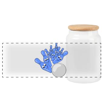 bowling - Panoramic Cookie Jar with Wooden Lid - white - Front