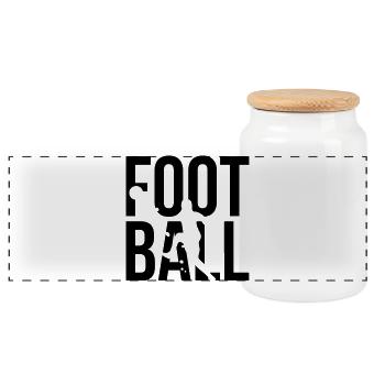 football - Panoramic Cookie Jar with Wooden Lid - white - Front