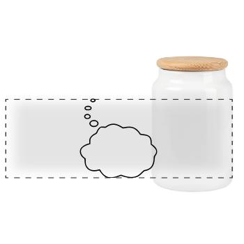 Speech Bubble / Thought Bubble - Panoramic Cookie Jar with Wooden Lid - white - Front