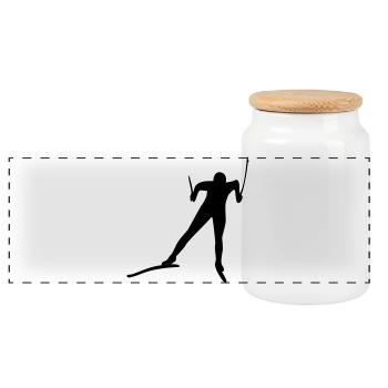 skiing - Panoramic Cookie Jar with Wooden Lid - white - Front