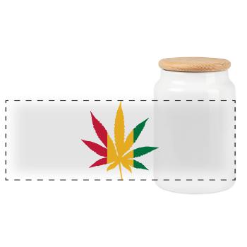 Cannabis Rasta - Panoramic Cookie Jar with Wooden Lid - white - Front