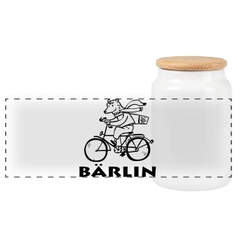 Berliner Bär / Bärliner Bär - Panorama Keksdose mit Holzdeckel - Weiß - Vorne