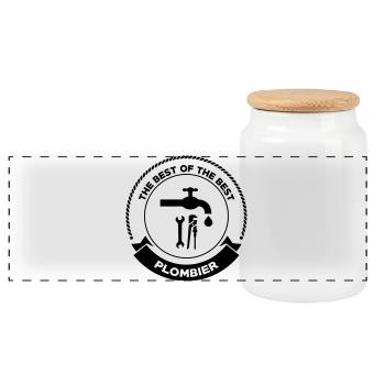 Plombier - Boîte à biscuits avec couvercle en bois - blanc - Devant