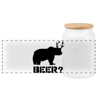 bière - Boîte à biscuits avec couvercle en bois - blanc - Devant