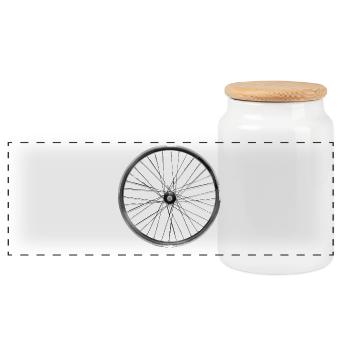rad speichen fahrrad kurier cycle rund drehen lol - Panorama Keksdose mit Holzdeckel - Weiß - Vorne