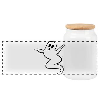 gespenst geist halloween - Panorama Keksdose mit Holzdeckel - Weiß - Vorne