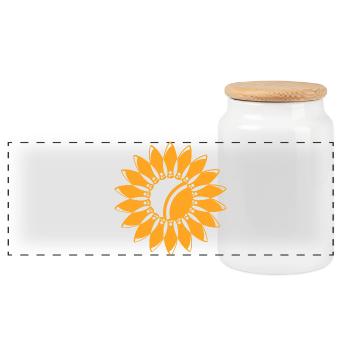 sonnenblume sun flower icon logo Blume Symbol - Panorama Keksdose mit Holzdeckel - Weiß - Vorne