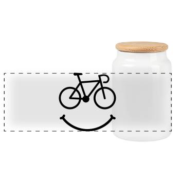 bike smile rennrad - Panorama Keksdose mit Holzdeckel - Weiß - Vorne
