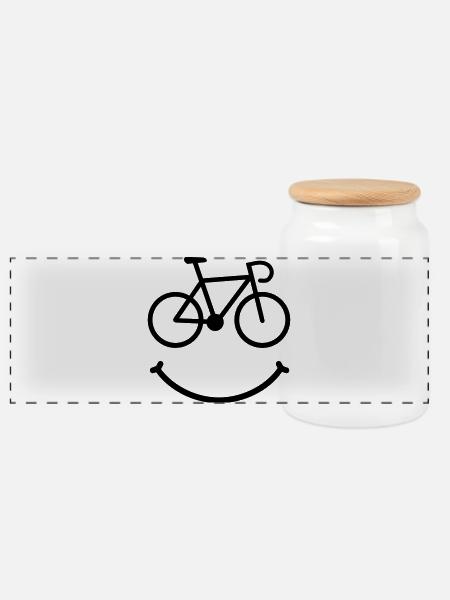 bike smile rennrad - Panorama Keksdose mit Holzdeckel - Weiß