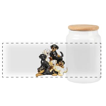 Hovawart dog heap cartoon dog gift - Panoramic Cookie Jar with Wooden Lid - white - Front