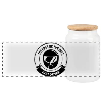 Karting / Kart / Go-Kart / Sport / Driver - Panoramic Cookie Jar with Wooden Lid - white - Front