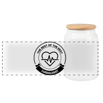 Cardiologist Kardiologe Cardiologue Doctor - Panoramic Cookie Jar with Wooden Lid - white - Front