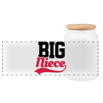 Big Niece - Panoramic Cookie Jar with Wooden Lid - white - Front