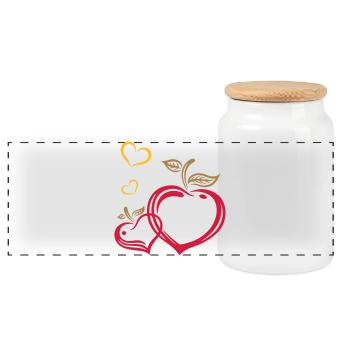 Two apples in heart shape, autumn, fruits, love. - Panoramic Cookie Jar with Wooden Lid - white - Front