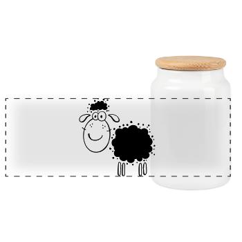 Wolliges Schaf - Schafe - Schäfchen - Comic - Panorama Keksdose mit Holzdeckel - Weiß - Vorne