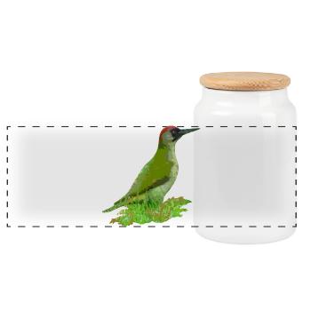 gruenspecht vogel natur - Panorama Keksdose mit Holzdeckel - Weiß - Vorne