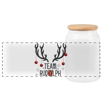 Christmas Team Rudolph Adventure - Panoramic Cookie Jar with Wooden Lid - white - Front