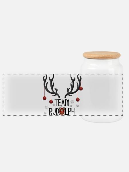 Weihnachtsteam Rudolph Abenteuer - Panorama Keksdose mit Holzdeckel - Weiß