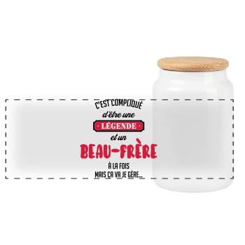 Belle Beau-Frère / Belle-Sœur / Beau Frere / Belle - Boîte à biscuits avec couvercle en bois - blanc - Devant