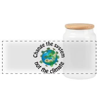 Change the system, not the climate schwarz - Panorama Keksdose mit Holzdeckel - Weiß - Vorne