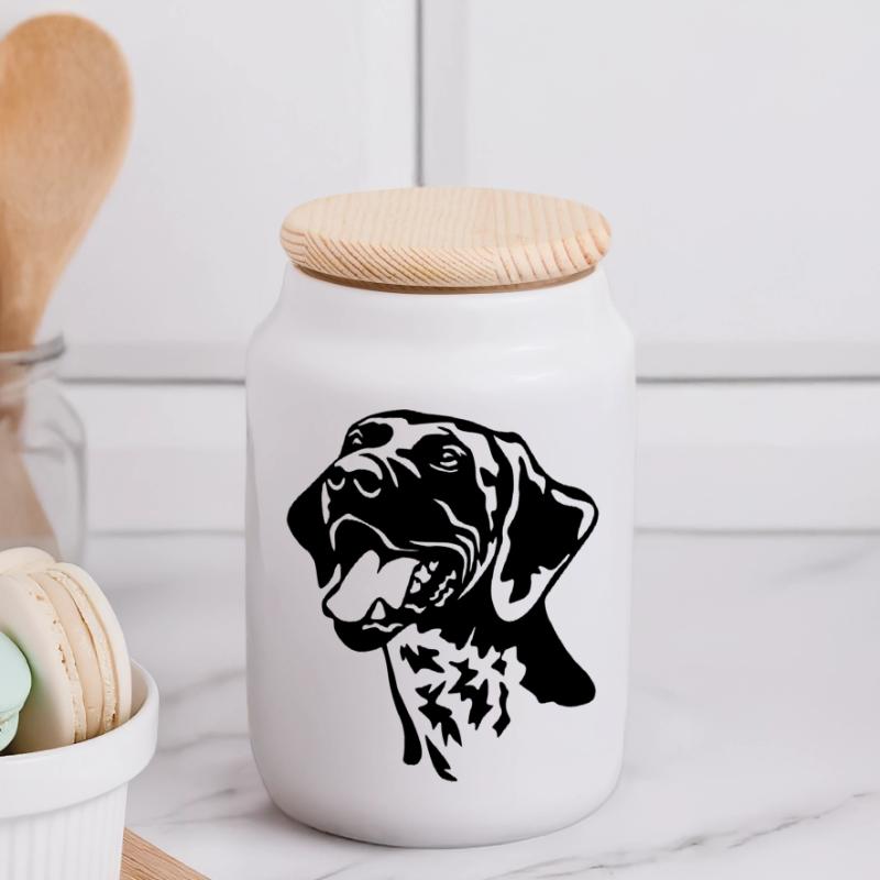 German shorthaired pointer head Panoramic Cookie Jar with Wooden Lid