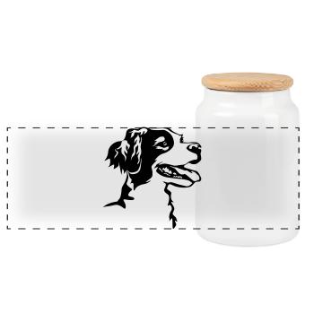 Epagneul Breton head - Panoramic Cookie Jar with Wooden Lid - white - Front