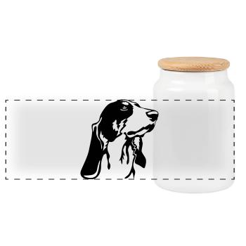 Tête de chien bernois - Boîte à biscuits avec couvercle en bois - blanc - Devant