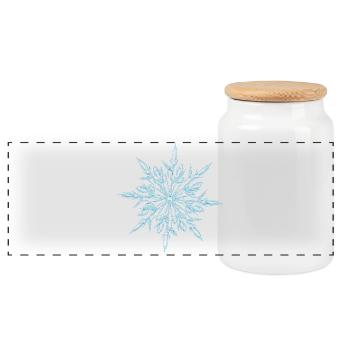Eiskristall, Schneeflocke, Winterkleidung - Panorama Keksdose mit Holzdeckel - Weiß - Vorne