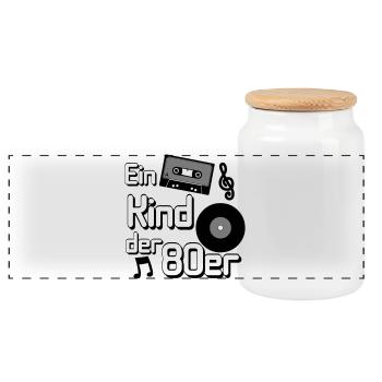 80s Party Retro Fun Shirt, un enfant des années 80(25) - Boîte à biscuits avec couvercle en bois - blanc - Devant