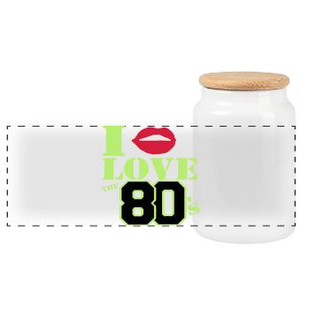 J’adore les années 80 - Boîte à biscuits avec couvercle en bois - blanc - Devant