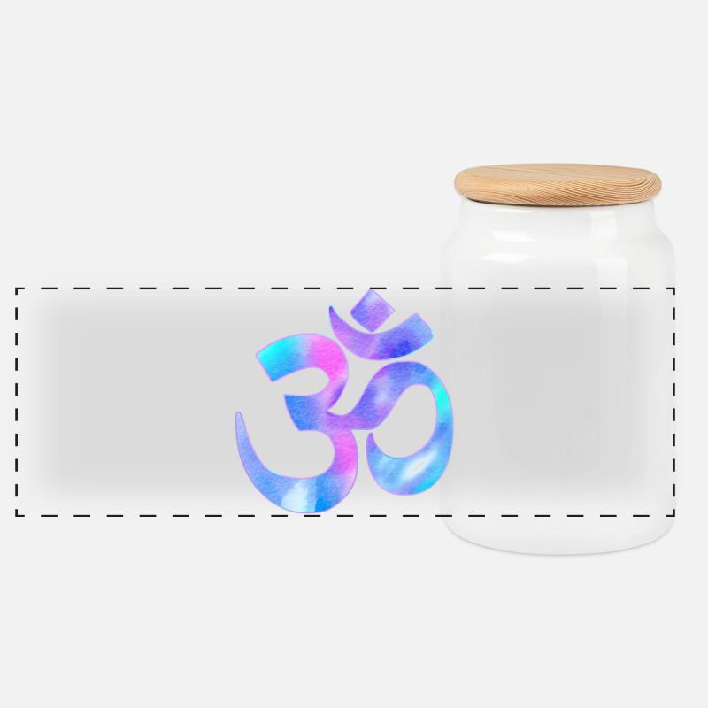 Om - Panoramic Cookie Jar with Wooden Lid - white