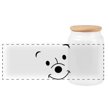 Ours qui rit - Boîte à biscuits avec couvercle en bois - blanc - Devant