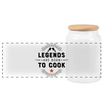 Cook - Panoramic Cookie Jar with Wooden Lid - white - Front