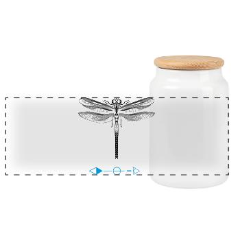 Wings freedom silence dragonfly bug fly woman - Panoramic Cookie Jar with Wooden Lid - white - Front