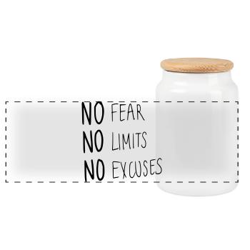 No Fear No Limit No Excuses - Panorama Keksdose mit Holzdeckel - Weiß - Vorne