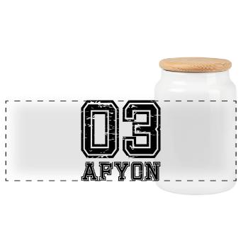 Afyon 03 used look - Panoramic Cookie Jar with Wooden Lid - white - Front