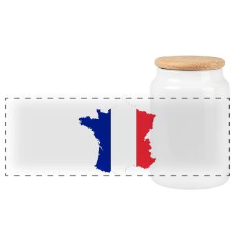 France Map Flag ✅ France Map Flag ✔ - Panoramic Cookie Jar with Wooden Lid - white - Front