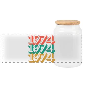 Motif rétro de blocs de couleurs 1974 - Boîte à biscuits avec couvercle en bois - blanc - Devant