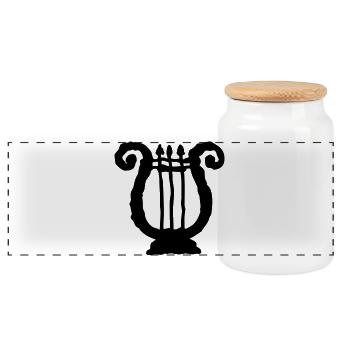 lyre, Lyra, Laute | Vectorgraphic = Change Color ! - Panorama Keksdose mit Holzdeckel - Weiß - Vorne